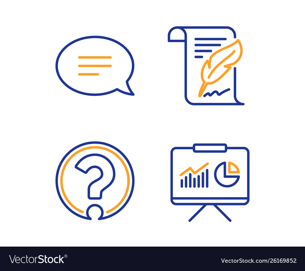Chat question mark and feather icons set vector image Chat question mark and feather icons set