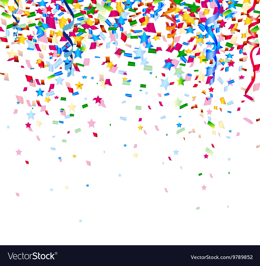 Colorful confetti on white background