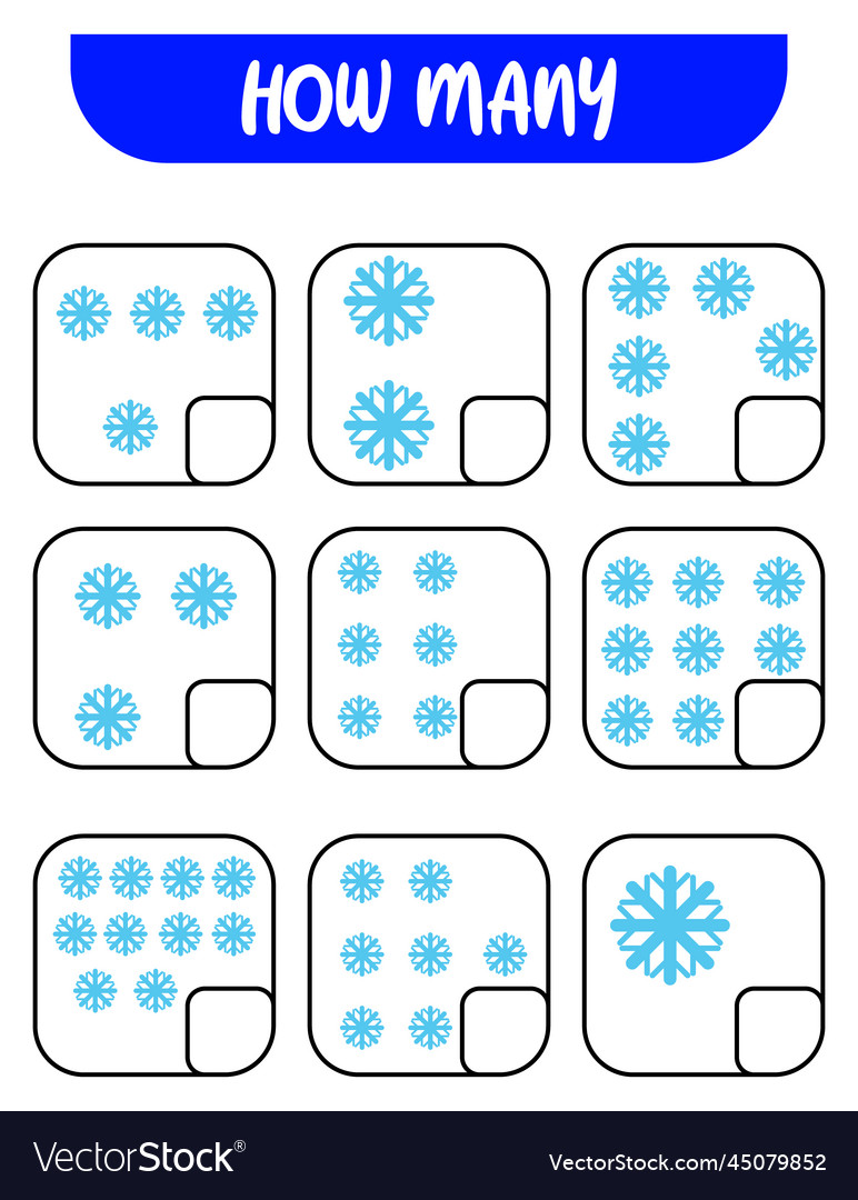 Count how many snowflakes write down the answer vector image Count how many snowflakes write down the answer