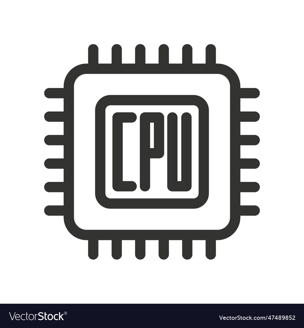 Cpu microprocessor or chips icon central vector image Cpu microprocessor or chips icon central