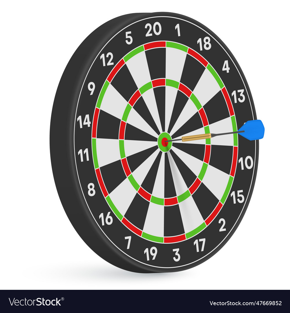 Dartboard with dart in bullseye accuracy aim Vector Image