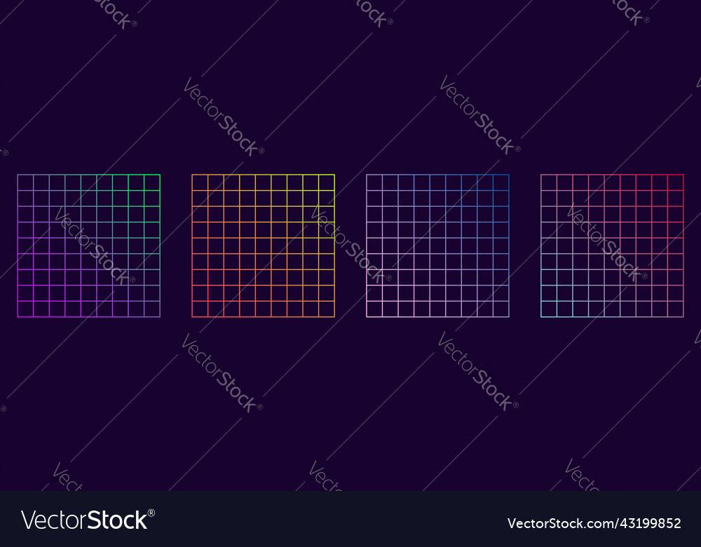 Distorted grid square neon pattern trendy retro vector image Distorted grid square neon pattern trendy retro