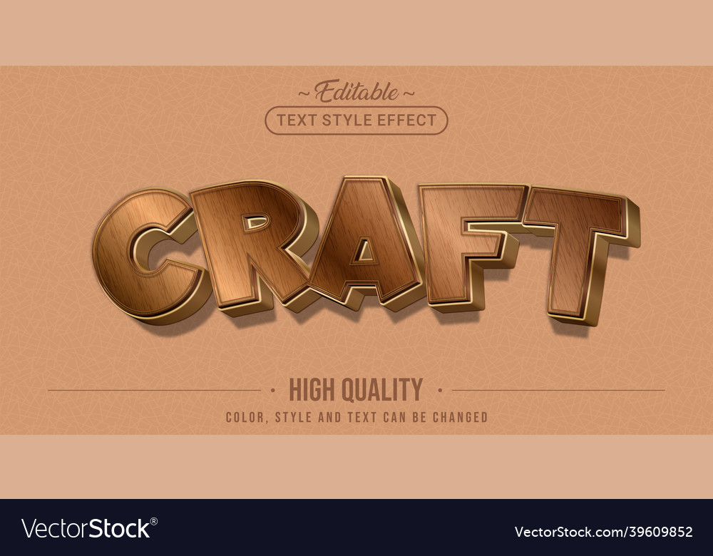 Editable text style effect - craft vector image Editable text style effect - craft