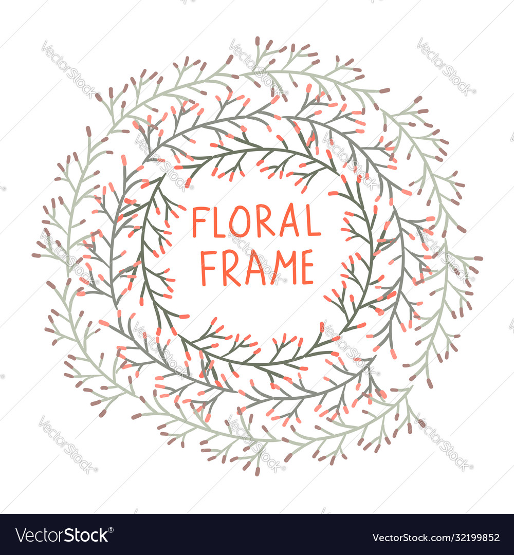 Hand drawn floral frame wreath Royalty Free Vector Image