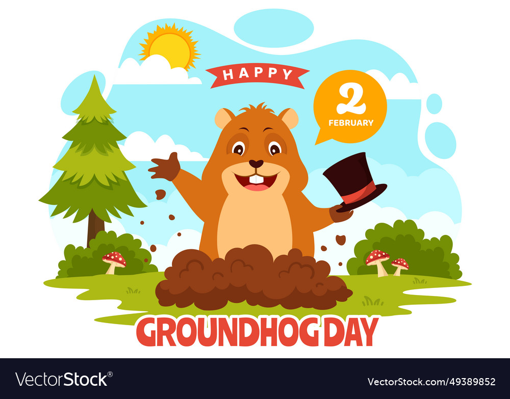 Happy groundhog day on february Royalty Free Vector Image