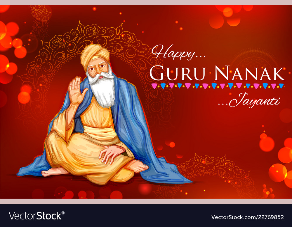 Happy gurpurab guru nanak jayanti festival Vector Image