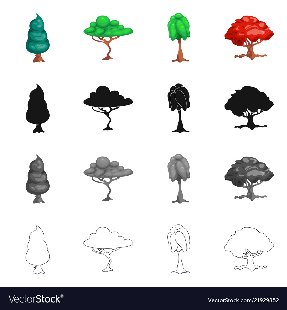 Isolated object of tree and nature sign set