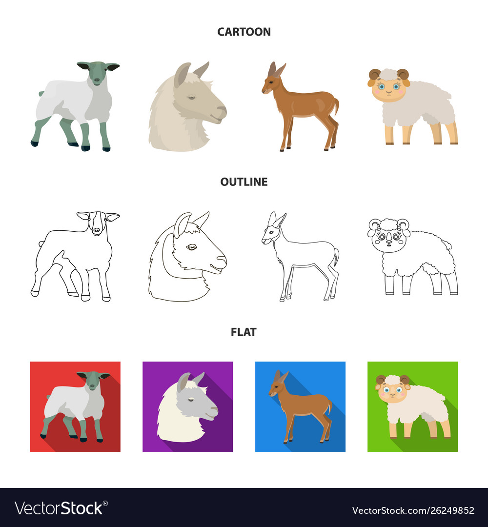 Isolated object sheep and goat logo set