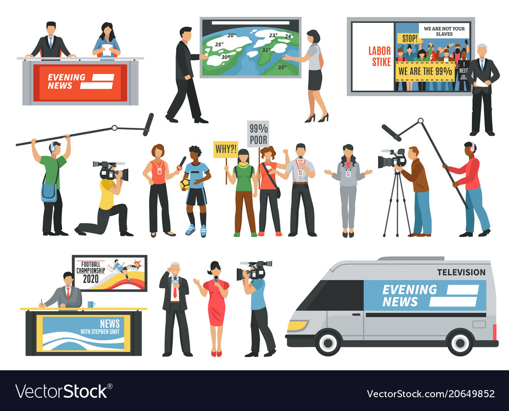 Journalists News Icons Set Royalty Free Vector Image