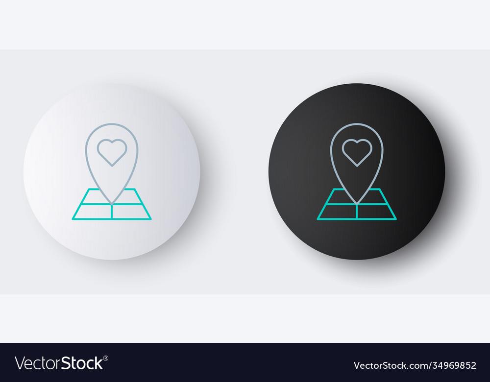 Linienkartenzeiger mit Herzsymbol isoliert auf grau