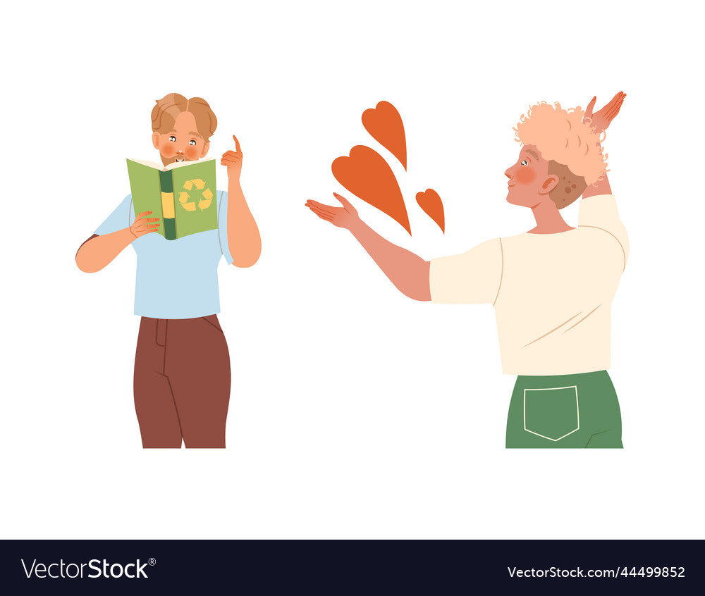 Man character caring about planet with recycle vector image Man character caring about planet with recycle