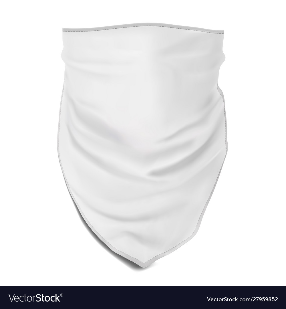 Mock Up White Bandana Buff On Face Royalty Free Vector Image