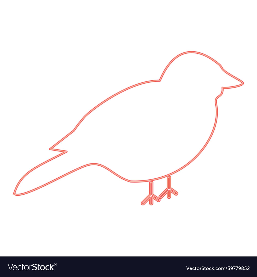 Neon bird red color flat style image