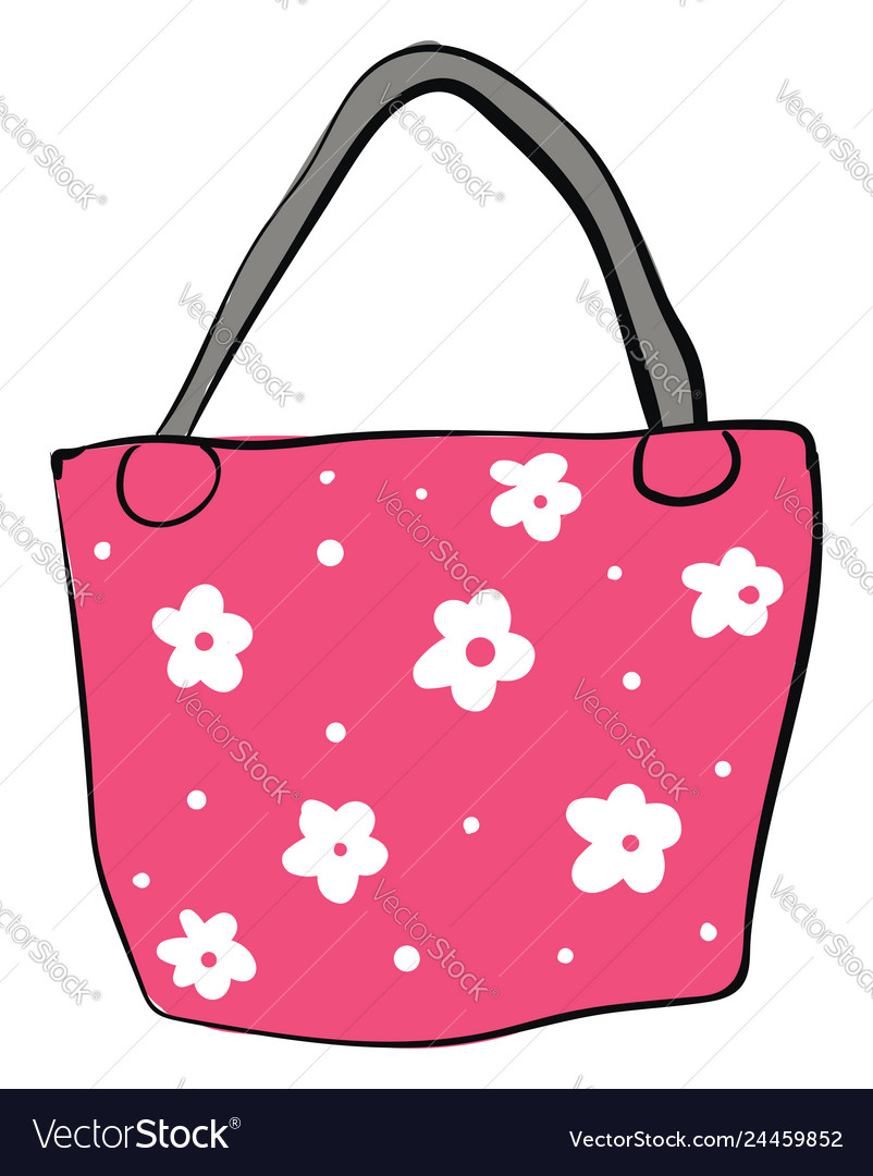 grey and pink handbag