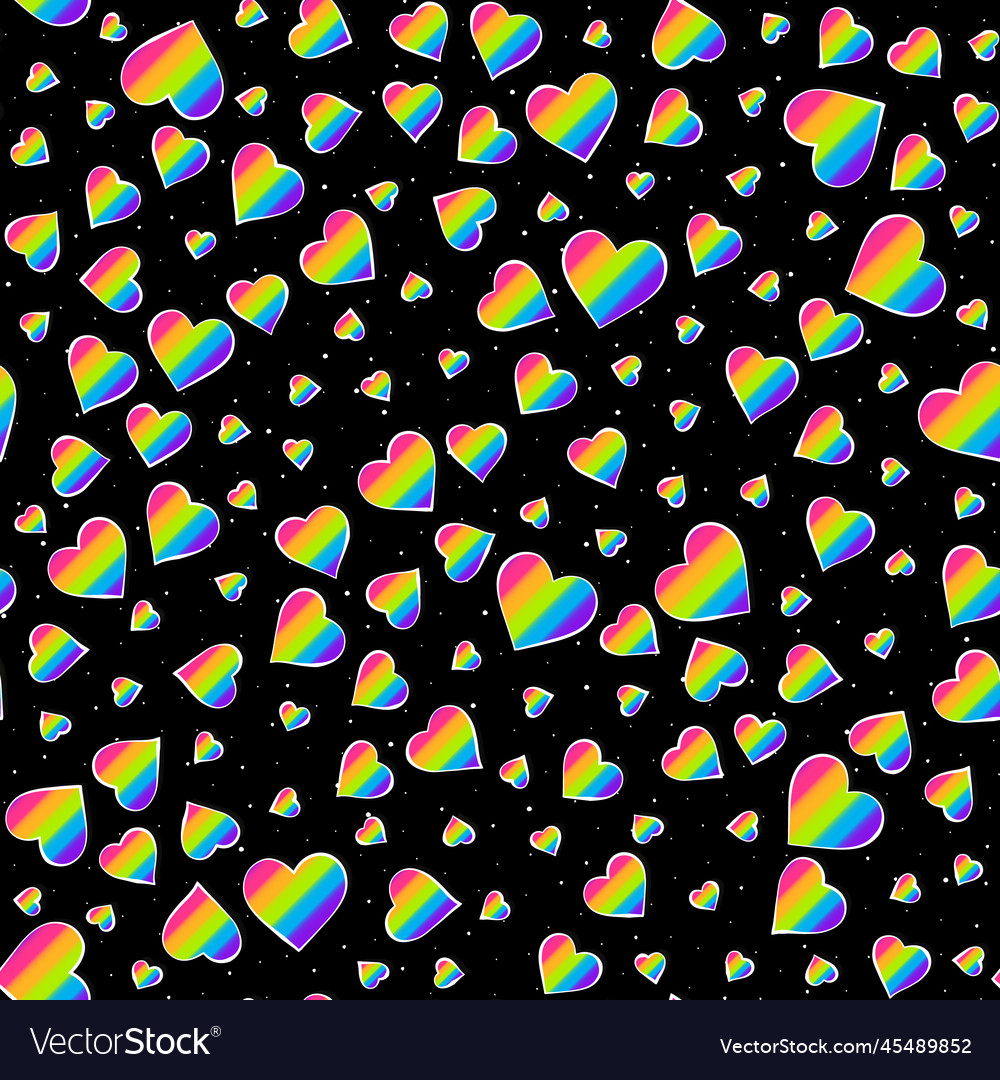 Rainbow hearts seamless pattern with space Vector Image