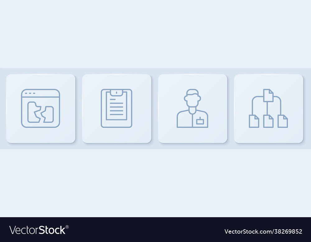 Set line broken file analyst engineer server vector image Set line broken file analyst engineer server