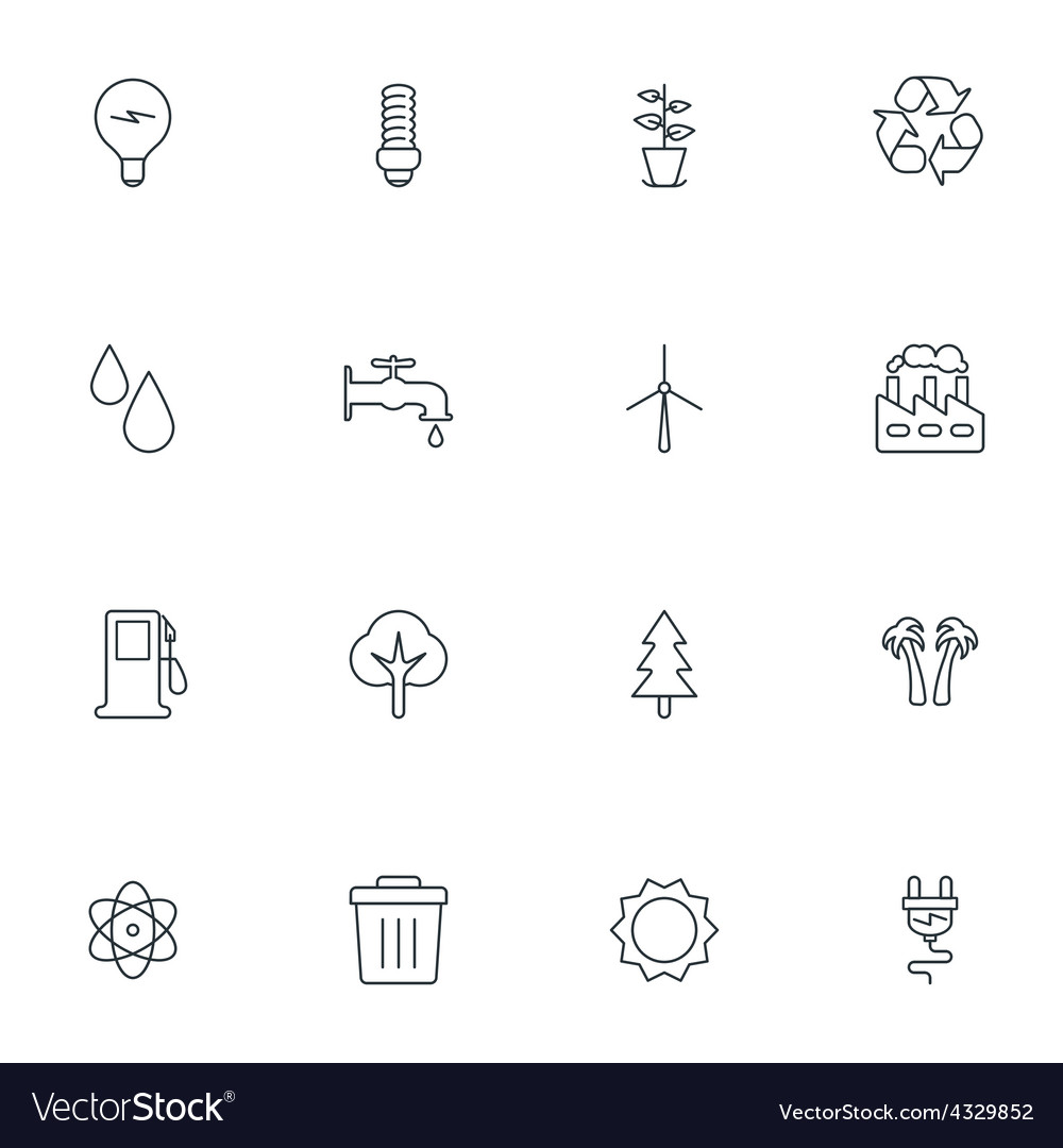 Set of thin line ecology and environment icons