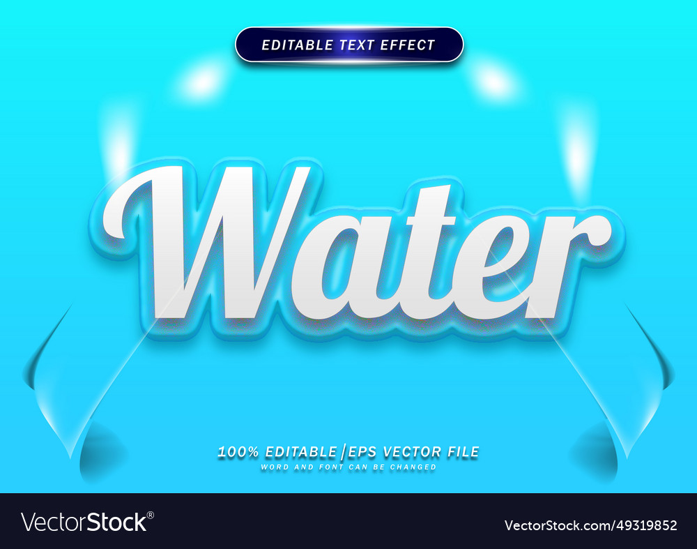 Water text editable effect with background Vector Image Water text editable effect with background