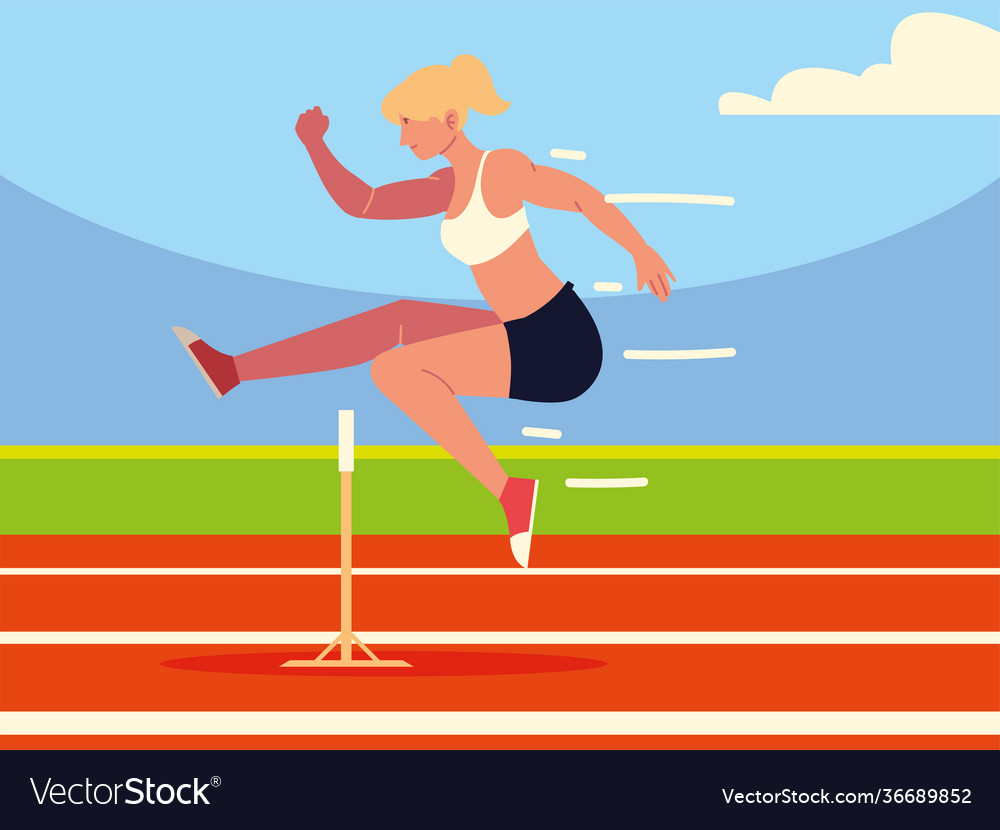 Woman obstacle track Royalty Free Vector Image