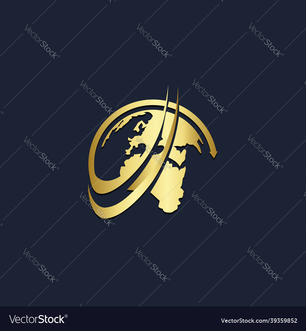 World globe technology gold logo Royalty Free Vector Image