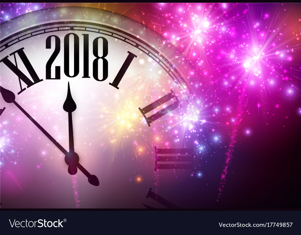 2018 neues Jahr Hintergrund mit Uhr