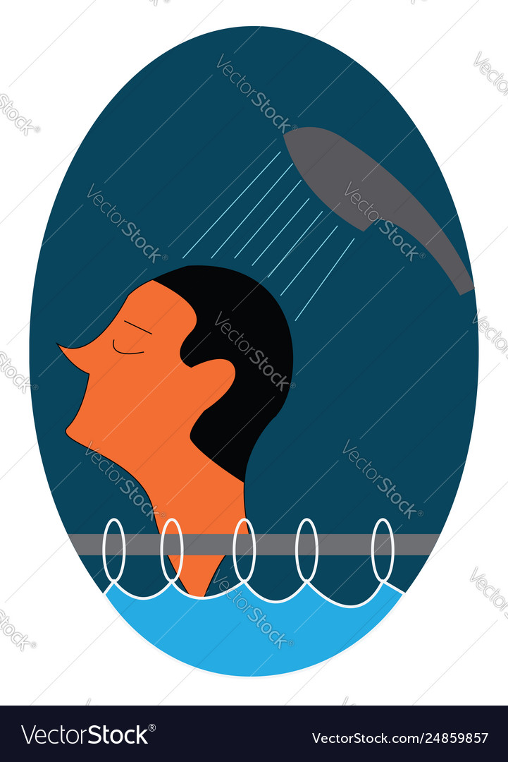 A Man Is Taking Shower Behind Curtain Royalty Free Vector