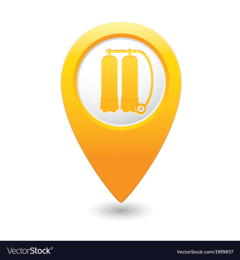 Aqualung symbol on yellow map pointer