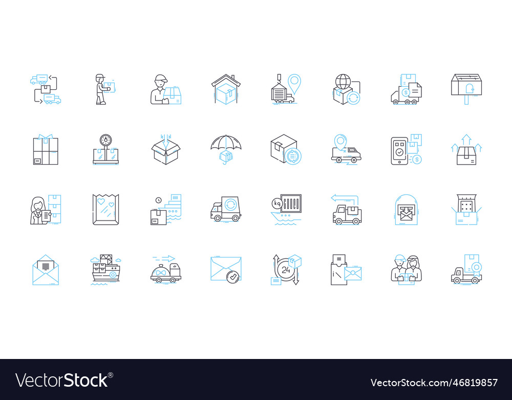 Digital optimization linear icons set analytics vector image Digital optimization linear icons set analytics