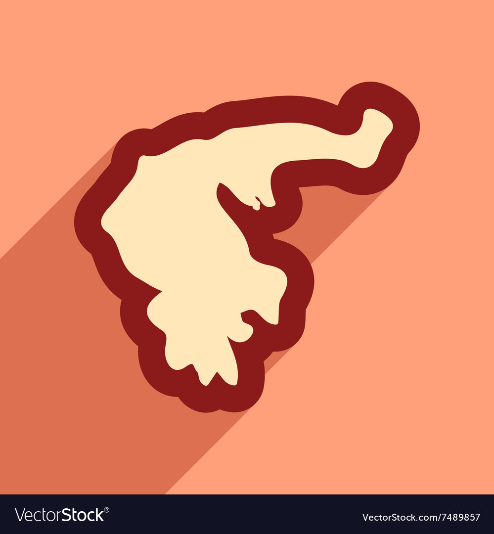 Flat web icon with long shadow map of greece