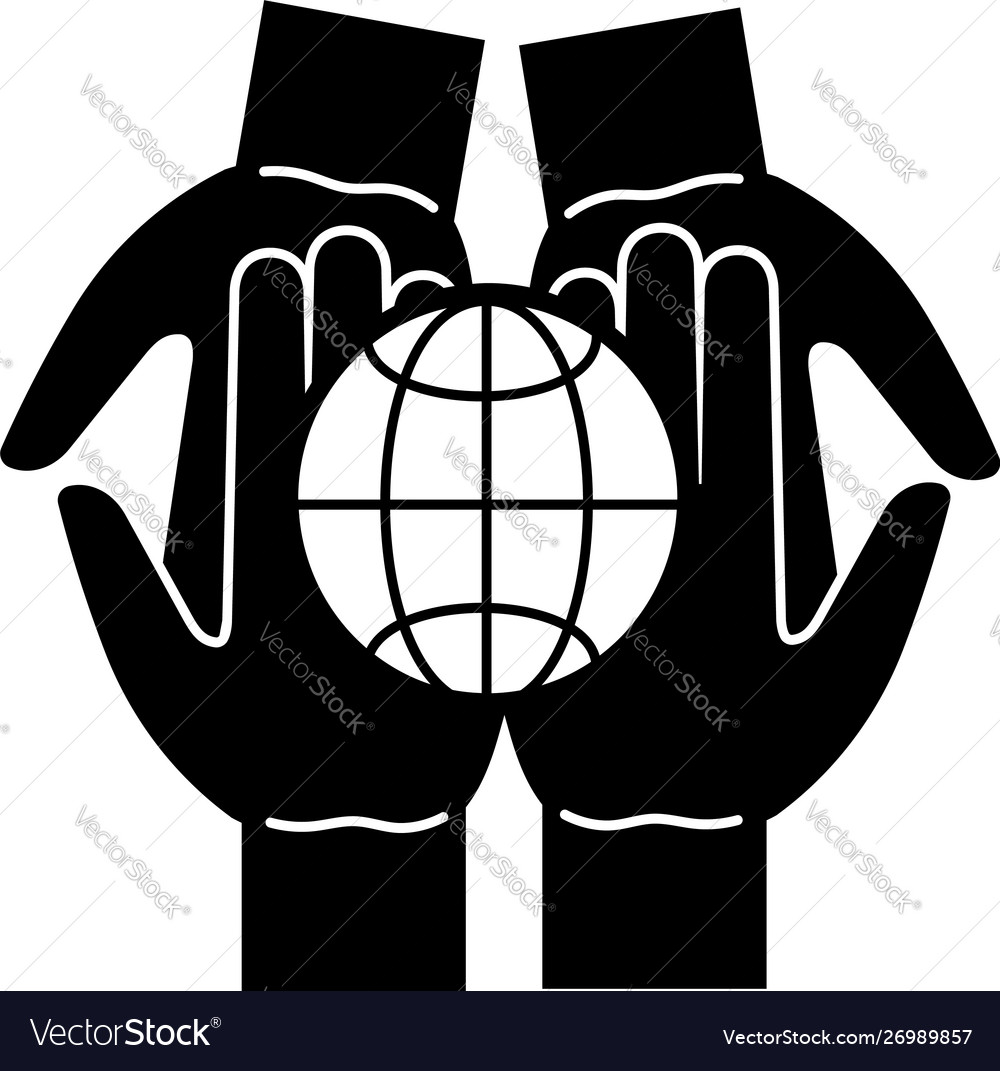 Global unity hands icon simple style Royalty Free Vector