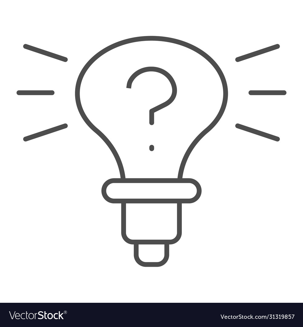 Light bulb with question mark thin line icon vector image Light bulb with question mark thin line icon