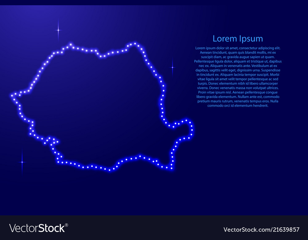 Romania map from luminous blue star space points