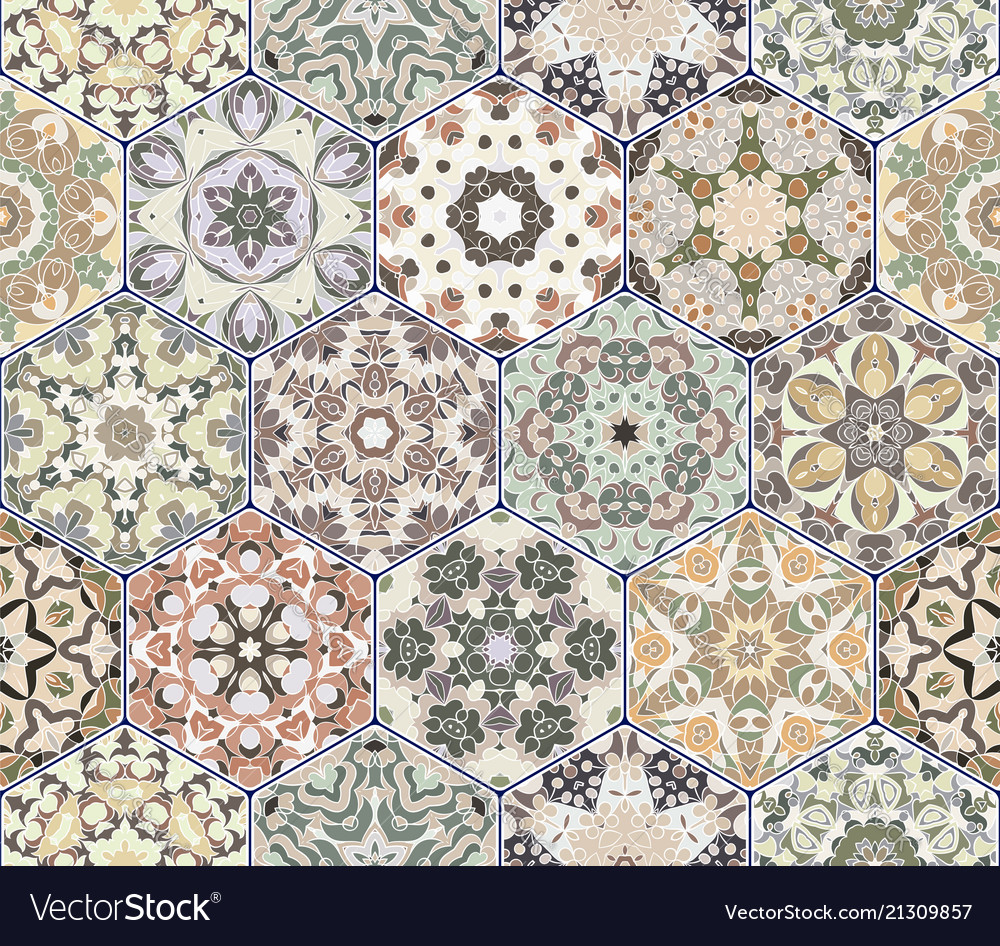 Set of hexagonal patterns vector image Set of hexagonal patterns