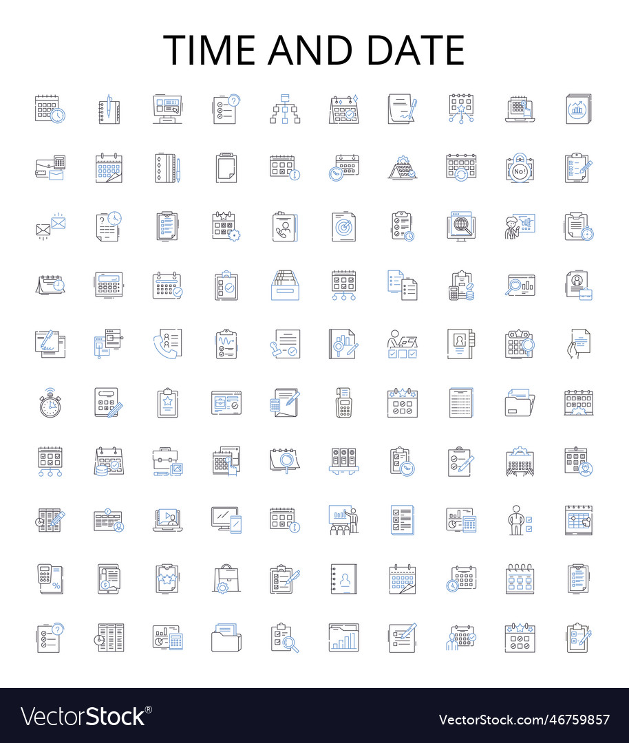 Time and date outline icons collection