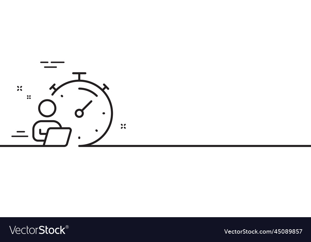 Work timer line icon task stopwatch time sign vector image Work timer line icon task stopwatch time sign