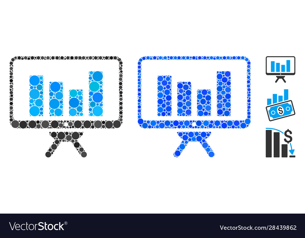 Bar chart monitoring composition icon round