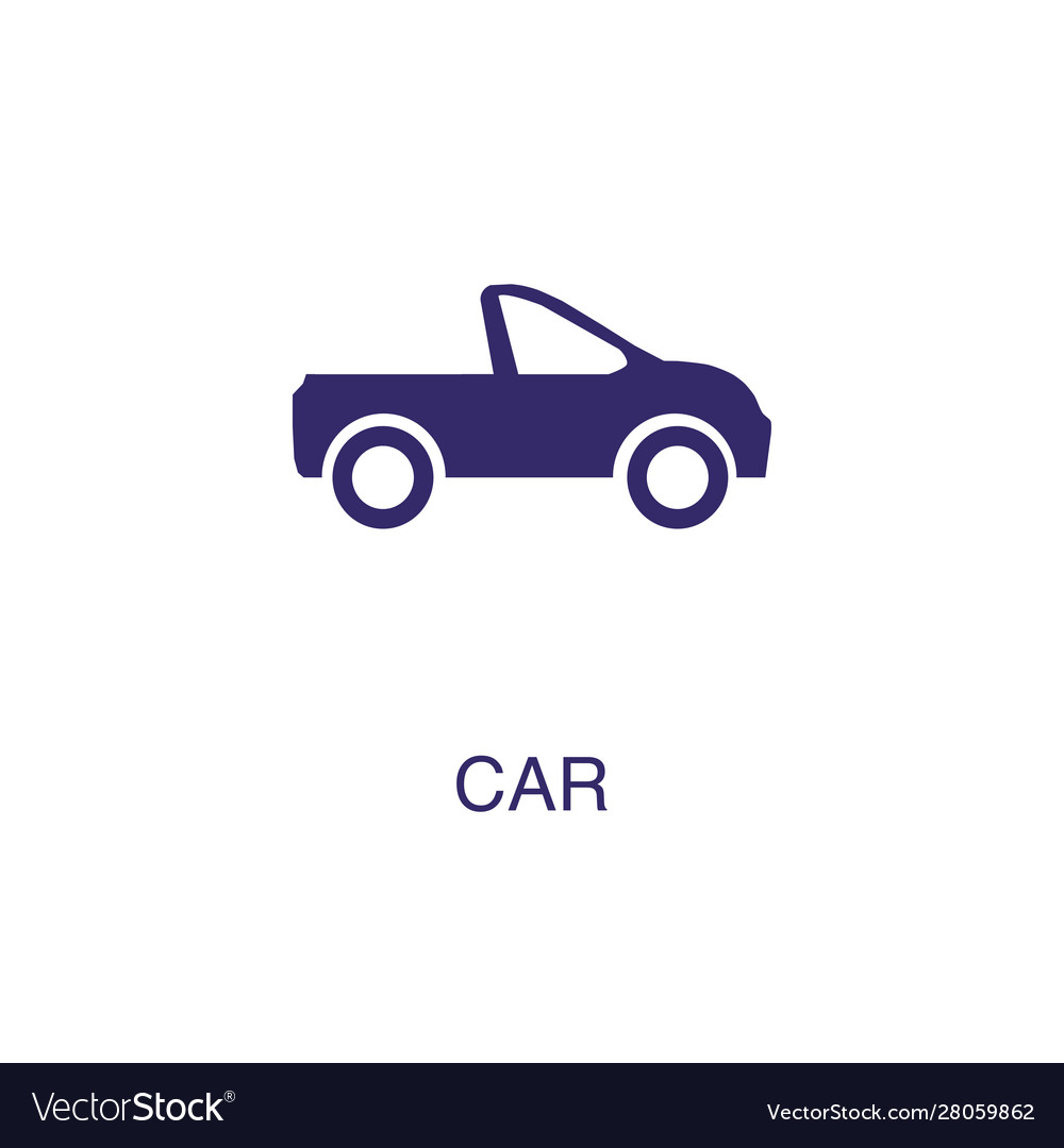 Car element in flat simple style on white