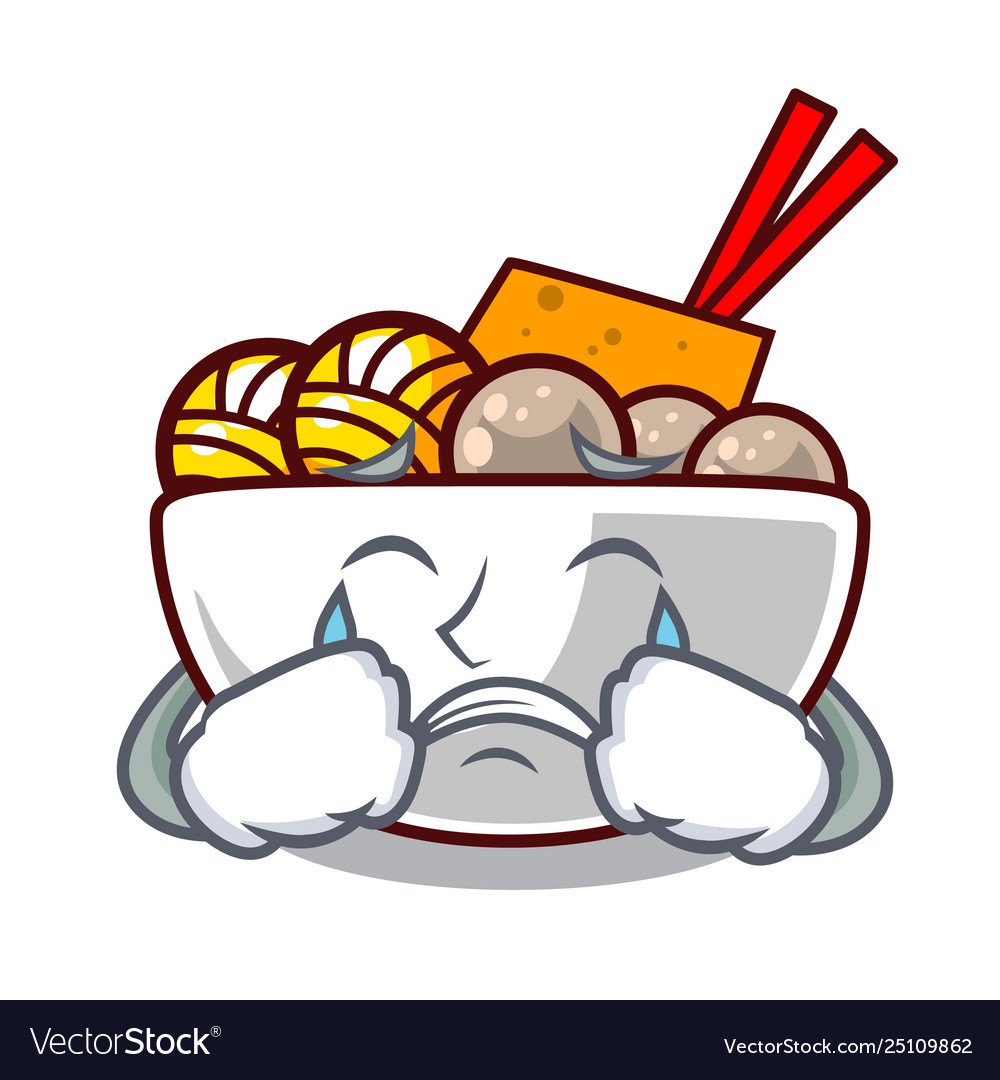 Crying meatball isolated with in character vector image Crying meatball isolated with in character