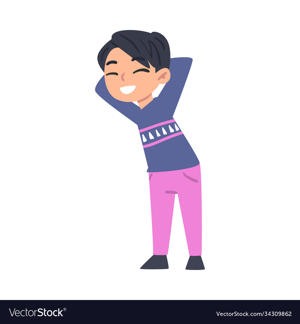 Cute smiling boy wearing casual clothes cartoon Vector Image