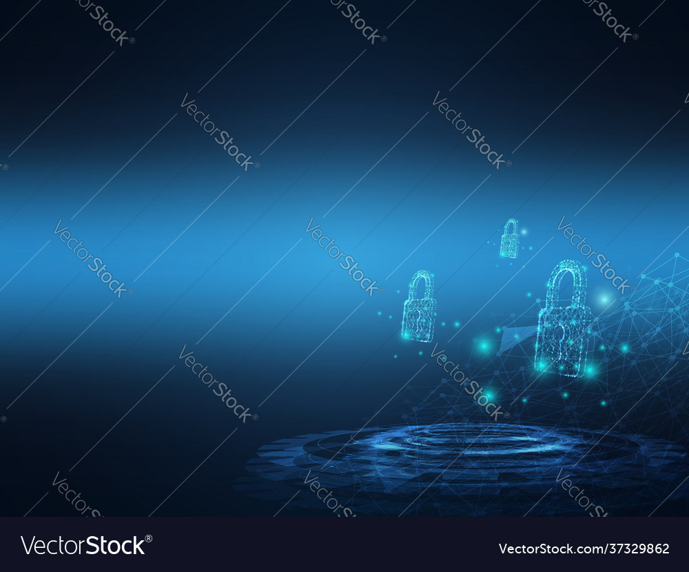Cyber security network technology key lock vector image Cyber security network technology key lock