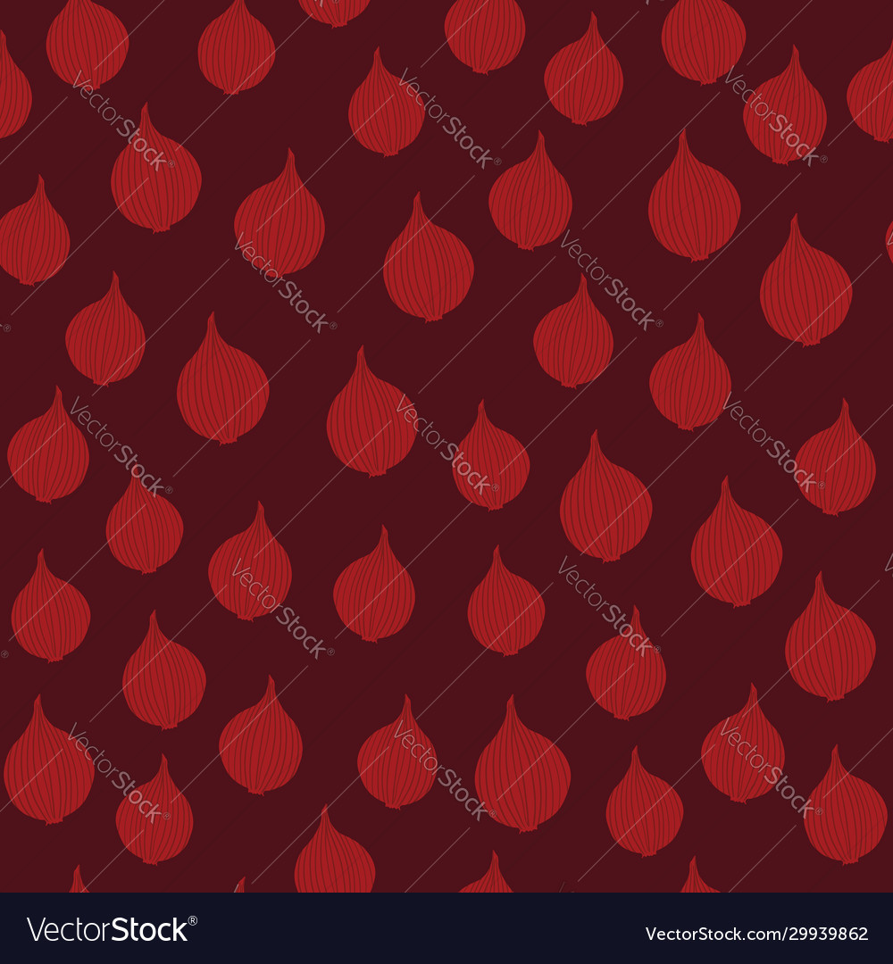 Doodle onion seamless pattern on red background Vector Image Doodle onion seamless pattern on red background
