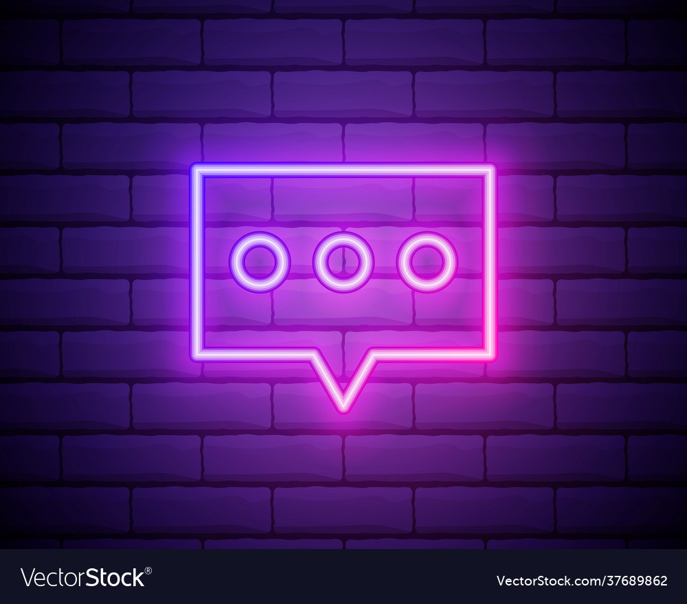 Glowing neon empty speech bubble frame rectangle