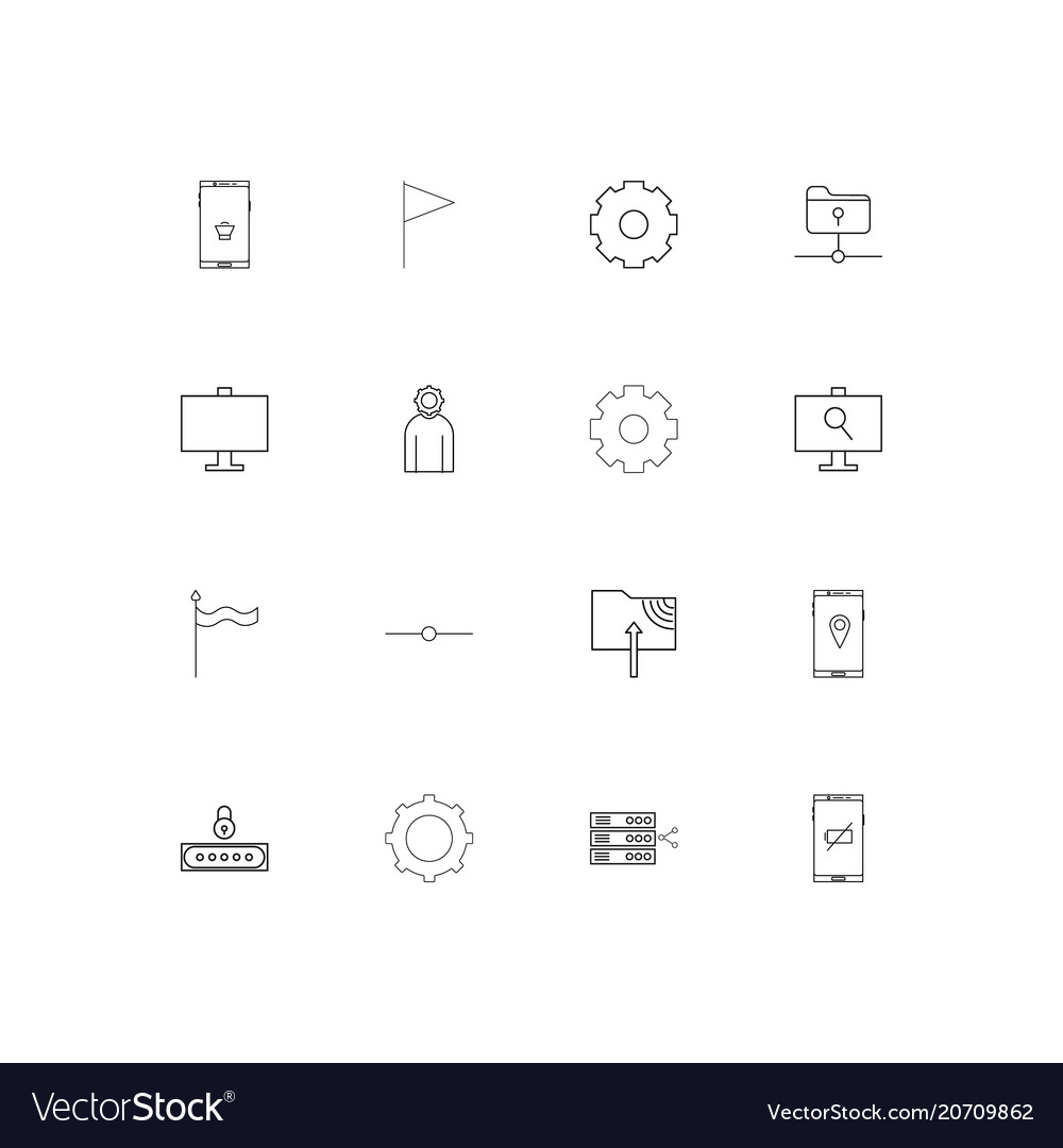 Internet technologies simple linear icons set
