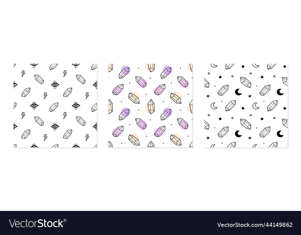 Magic crystals gems pattern set