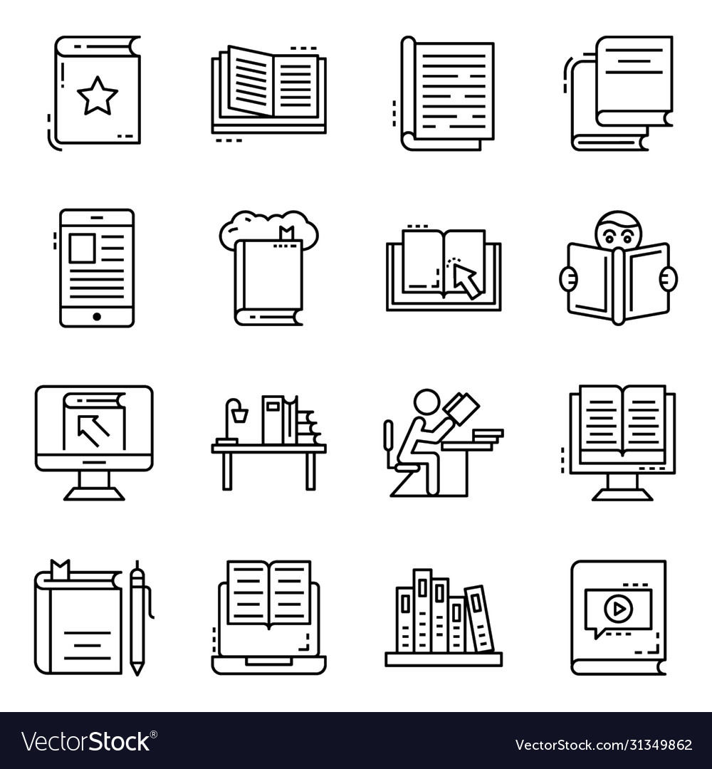 Reading icons pack Royalty Free Vector Image - VectorStock