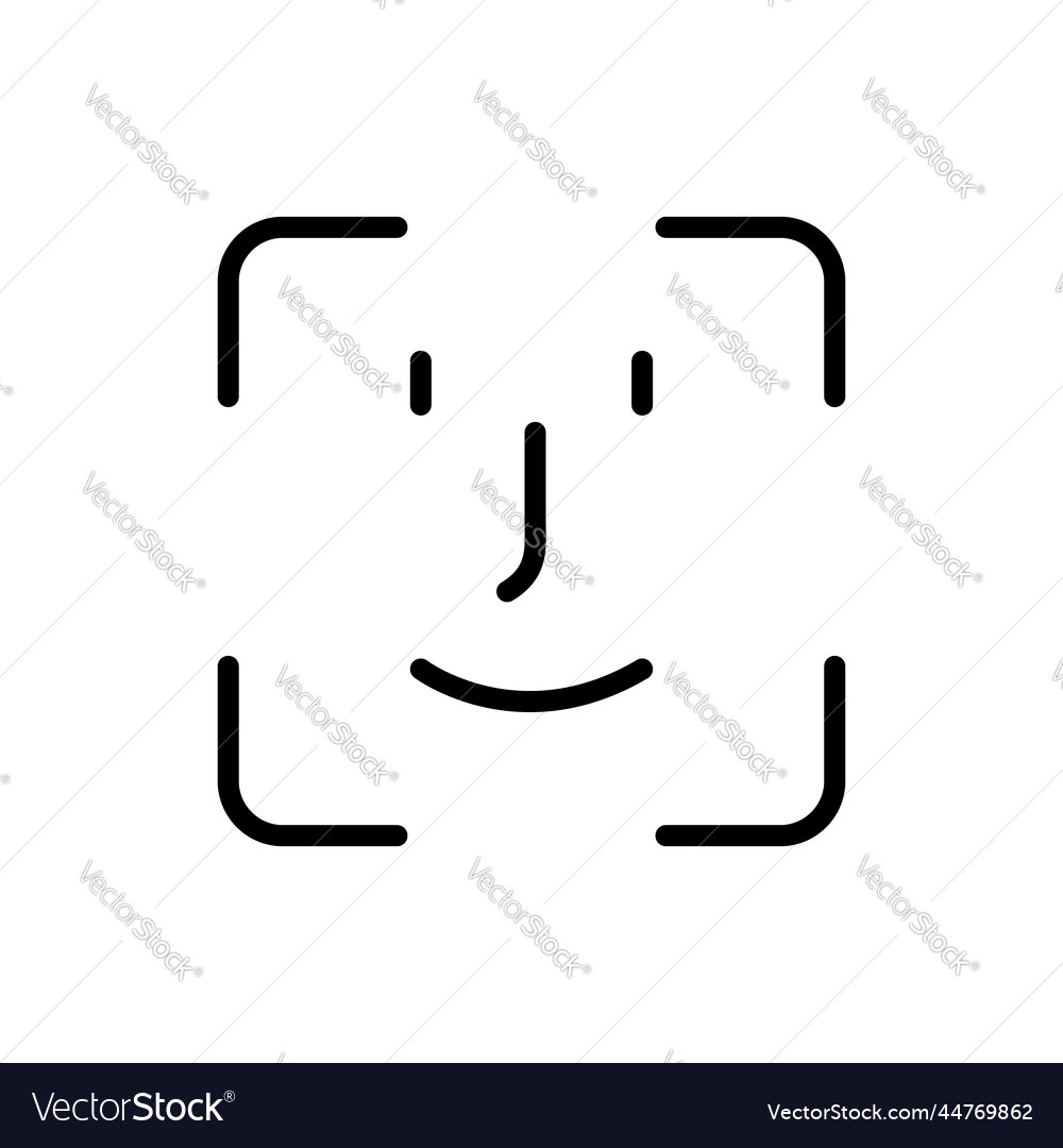 Scan face id line icon facial recognition linear