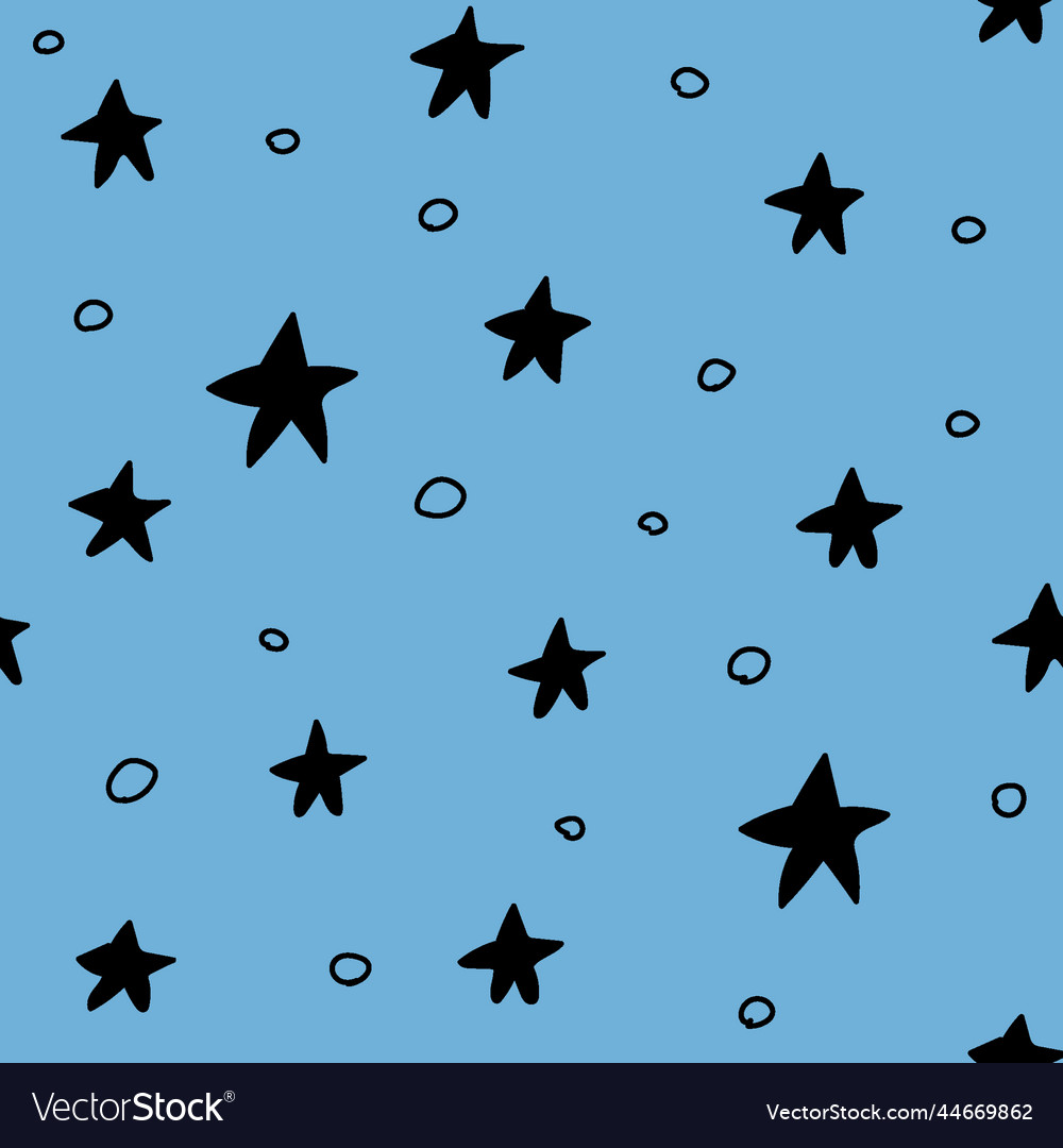 Seamless pattern black stars on a blue background