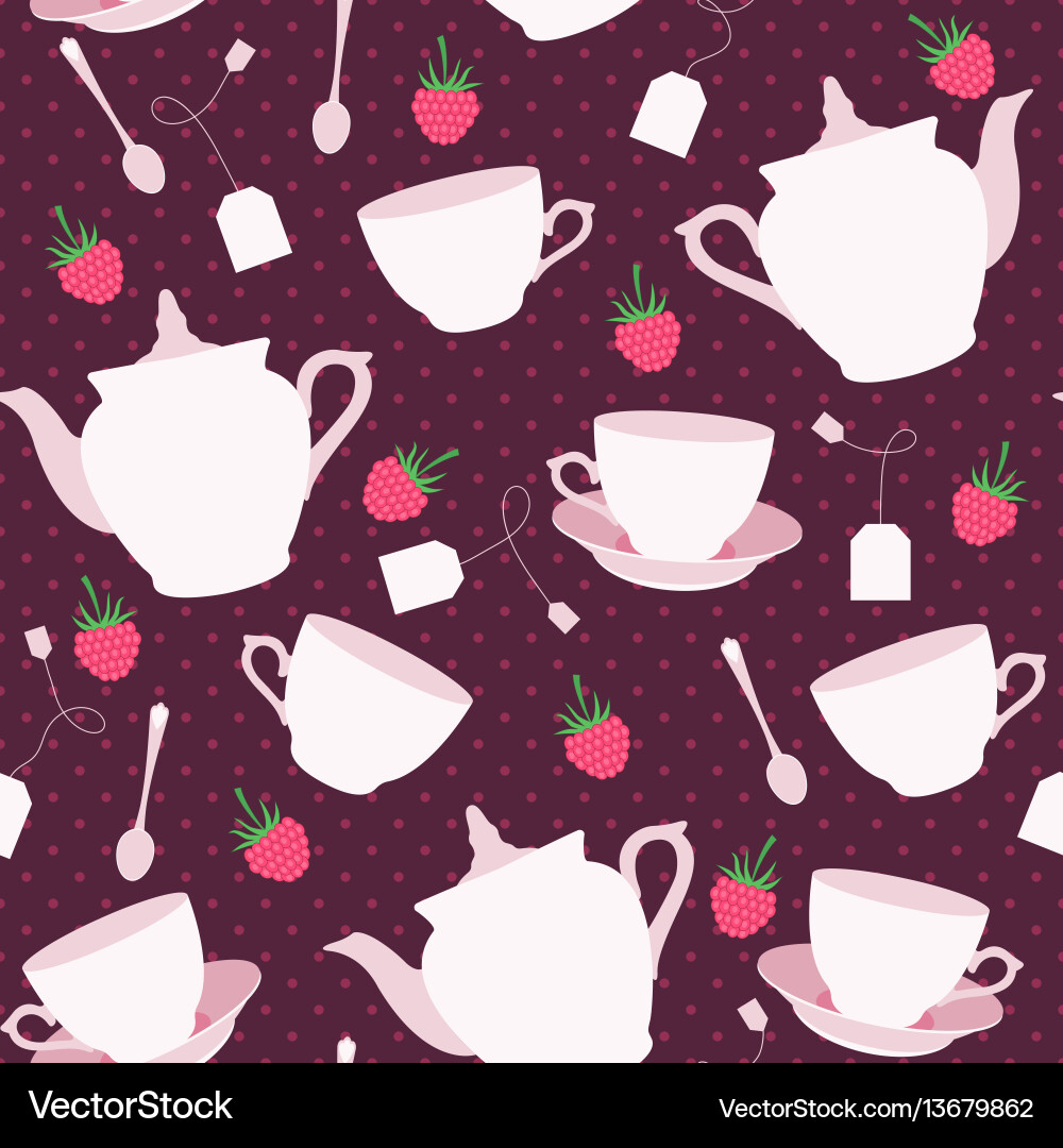 Seamless pattern with cups and teapots Royalty Free Vector