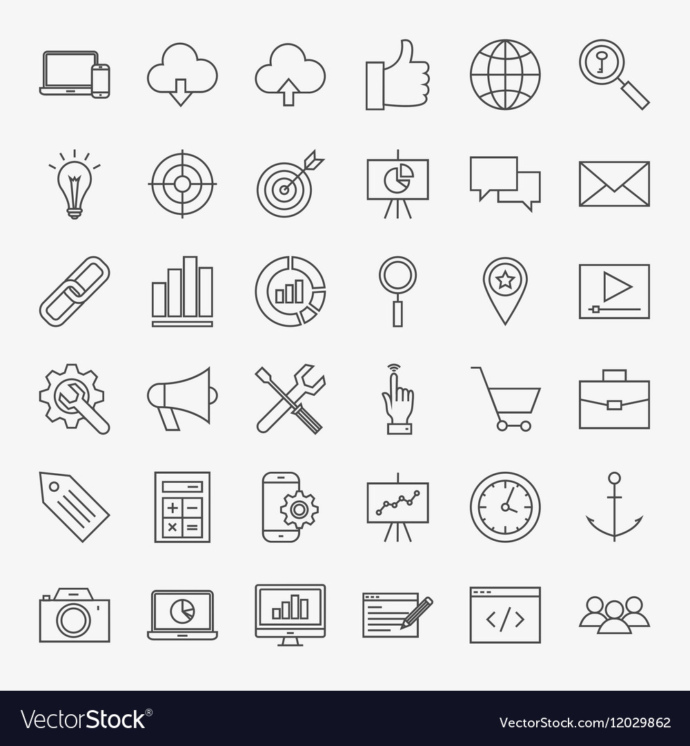 Seo line icons set Royalty Free Vector Image - VectorStock