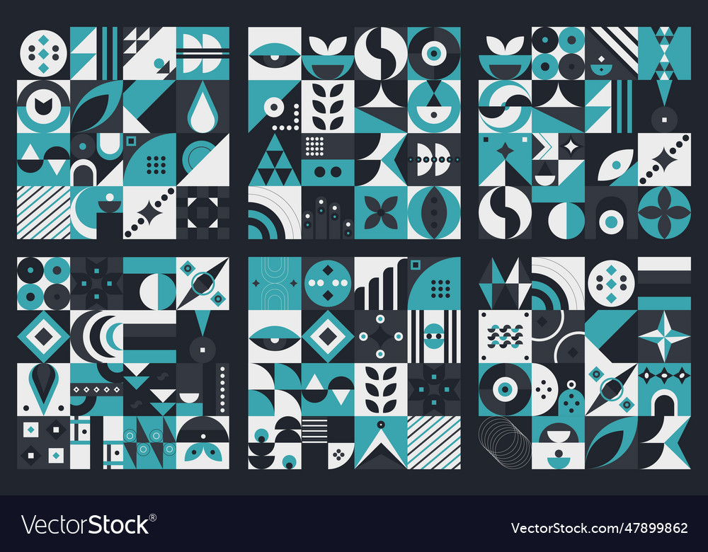 Set abstract geometric pattern design in modern